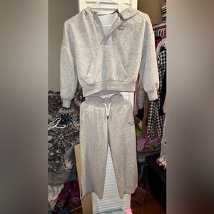 Justice girls Gray Hoodie and Sweatpants Set XS
